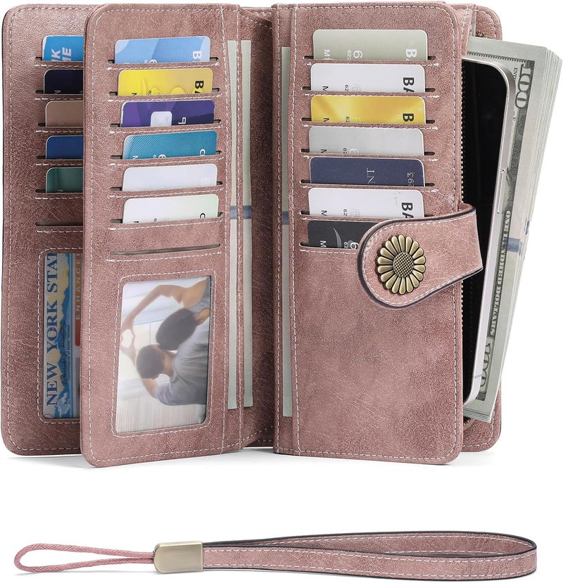 SENDEFN Wallets for Women Leather Credit Card Holder with RFID Blocking Large Capacity Wristlet | with RFID Blocking, Large Capacity, Wristlet, with RFID Blocking, Large Capacity, Wristlet - Image 2